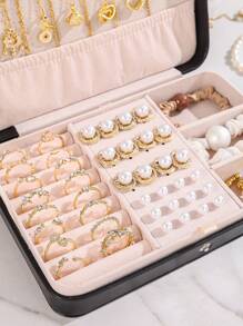 Luxury Leather Jewelry Box, Jewelry Organizer, Ring Box. Retro PU Leather Jewelry Box For Women, For Storing Earrings, Necklaces, Rings, Bracelets, Watches And Other Accessories, Perfect Mother's Day Gift Back To School
