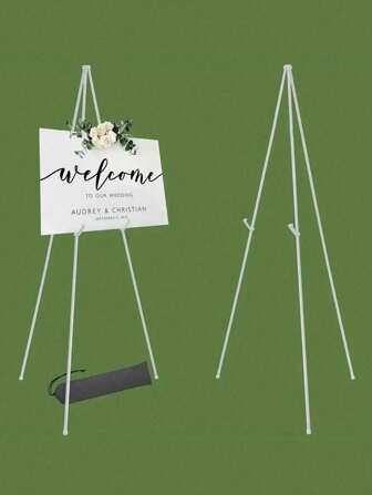 1 Pieza Caballete de 63" para carteles de boda, caballete plegable para exhibir carteles, caballete de piso negro trípode para carteles de boda y tableros de bienvenida, caballete de metal ajustable grande de base negra, regalo de Pascua para exhibir banners y carteles, caballete de sobremesa de metal con trípode