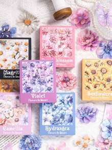 60 fogli/scatola, adesivi floreali primaverili, adesivi decorativi in PET trasparente e impermeabile, adesivi con motivi vegetali per fai-da-te, segnalibri per la lettura, decorazioni per confezioni regalo, forniture di cancelleria alla moda per la stagione di ritorno a scuola