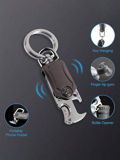 1 pieza/5 piezas Llavero multifunción, llavero antiestrés para hombres, llavero giratorio, llavero portátil para abridor de botellas, soporte para teléfono, regalo para padre/papá, esposo, amigo, accesorios escolares y de coche, gótico lindo y Y2k