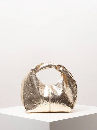 Fashion Asymmetrical Double Twist Square Bag, Retro Faux Leather Women's Handbag, Work Bag For Women, Minimalist Pleated Bag (Pattern Random)