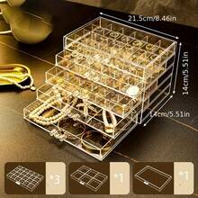 1 件多层亚克力透明时尚多功能指甲钻头收纳盒，适用于戒指、耳环、项链、手链等珠宝