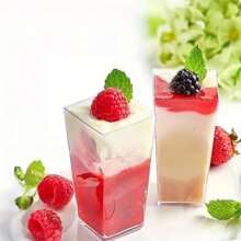 10/20/30/50/60/100pcs Ice Cream Square Cups, Scratch-Resistant & Reusable Small Mousse Dessert Cups, Transparent Cake Cups Suitable For Ice Cream, Desserts, Outdoor Parties, Etc.
