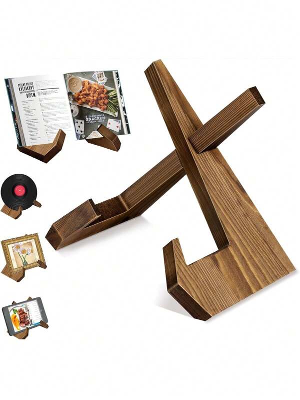 Ein handgefertigter hölzerner Kochbuchhalter - geeignet für Haushaltskochbücher, Speisekarten-Display, Studierschreibtisch Bücherregal, Komposit-Holzmaterial, perfekt für moderne Küchendekoration, Studienzimmer-Dekoration | Elegante Küchenaccessoires | Glatte Holzoberfläche, Holzkochbuchhalter, beste Wahl für Weihnachten
