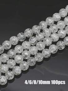 100pcs 4/6/8/10mm Creative White Glass Cracked Beads,Suitable For Women, DIY Bracelets,Necklaces,Jewelry Materials,Suitable For Holiday Beading
