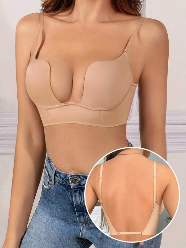 Sutiã push up decotado feminino, sutiã com aro, sutiã com bojo, uso diário, sutiã push up com decote em V profundo