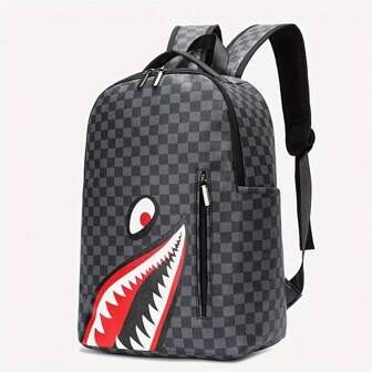 时尚鲨鱼背包 - 大容量笔记本电脑存储，舒适背带，耐用 - 非常适合工作或学校