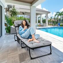 Chaise Longue da giardino, da bordo piscina, per 4 persone, da spiaggia, da balcone, da giardino, da letto portatile, da letto per gli ospiti, con struttura per letto e imbottitura in cotone, da campeggio.