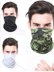 4 piezas Cubierta para el cuello con estampado de camuflaje - Máscara facial transpirable para deportes y actividades al aire libre - Protección UV para mujeres y hombres