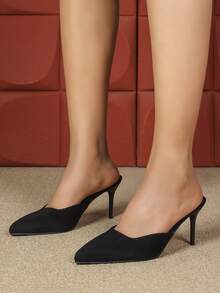 Women's Pointed Toe High Heel Slip-On Pumps, Elegant & Versatile For Party, Black - Black - View 3