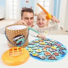 Toddler Fishing Game - Kids Woodedn Magnetic Fishing Toys Gifts For 3 Years Old Girls Boys, Fine Motor Skills For Toddler