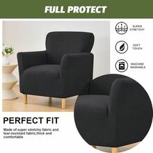 Local Delivery - Banquet Armchair Slipcover Printed Chair Covers With Arms Stretch Club Chair Slipcover Soft Armchair Sofa Covers Anti-Slip Furniture Protector For Dogs Pets Home Living Room Decor, 14 - T-jacquard Black - 查看 6