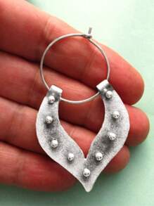 2pcs Retro Hollow Geometric Earrings, Antique Silver Hoop Earring Suitable For Women's Daily Wear, Date, Party, Beach Holiday, Jewelry Gift