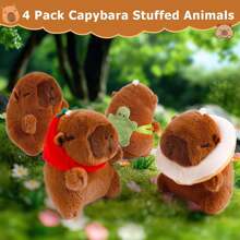 4 Pack Capybara Keychain Plush, Capybara Stuffed Animal Toys With Clothes Accessories, Classroom Birthday Party Favors Gifts For Kids