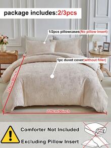 2/3 件卡其色蝴蝶结图案簇绒涤纶羽绒被套套装，现代别致可爱儿童四季床上用品套装，青少年被套套装，柔软透气，可机洗，（1 个羽绒被套 + 1/2 个枕套）