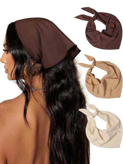 3/1pc Fashionable Minimalist Solid Color Bohemian Style Triangular Scarf Headband, Suitable For Daily Wear, Women & Unisex Hair Accessory Fall Winter Hair Band Hair Accessories For Women For Vacation Outfits Woman