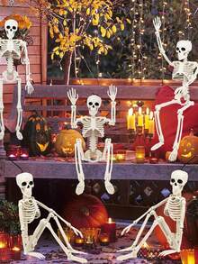 1 件迷你 15 厘米/5.9 英寸、40 厘米/15.74 英寸万圣节装饰户外骨架、可摆姿势的塑料骨架、万圣节骨架、具有逼真可摆姿势和可移动关节的骨架，适用于万圣节室内外装饰、室内/室外装饰