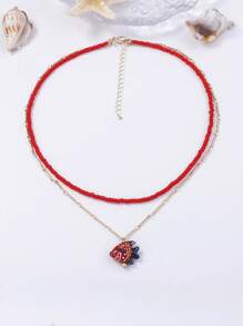 Collar con colgante de criatura marina tipo lenguado de moda para mujeres, accesorio de joyas y ropa para fiestas de playa, vacaciones y uso diario, también collar con colgante de pez dorado elegante para mujeres