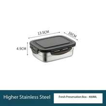 1 件带盖不锈钢便当盒，学生午餐盒，密封食品储存容器，冰箱食品保鲜盒，防漏密封，学校用品