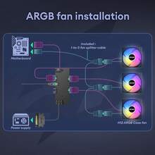 Micro ATX Case, 4 * 120mm ARGB Non-PWM Case Fans Pre-Installed, MATX PC Case, Temper Glass Side Panel, With Type-C, Black, Cypress 3 ARGB - 彩色 - 查看 9