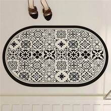 1/3 件套复古花卉图案浴室垫套装,防滑吸水硅胶地毯,卫生间 U 型地毯和手巾垫,2.5 毫米厚度,适合返校入口装饰浴室厨房装饰 - 黑色繁殖 - 查看 13