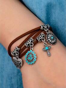 1 pezzo Stivali da cowboy in stile occidentale, Cappello da cowboy, Set di collana e bracciale vintage a più pendenti decorativi per donne