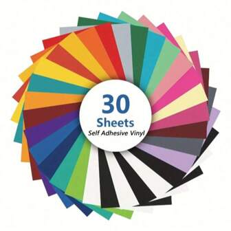 30 Sheets (5.5x12in)Self Adhesive Vinyl,Rich Colors Suitable For Party Decoration, Mugs, Etc