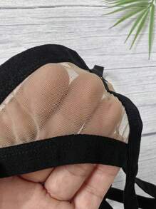 DomiGe 1pc Men's Sexy Low-Waist Khaki Mesh Front Pouch & Rear Open Design Thong Underwear