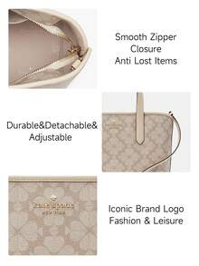 Kate Spade Túi đeo vai da lớn cho nữ, túi xách cầm tay, túi xách Hobo cho nữ có dây đeo có thể tháo rời và khóa kéo - Kaki nhạt - Xem 3