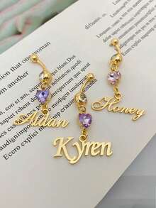1pc Custom Birthstone Name Navel Ring, Gold Name Belly Button Ring, Delicate Belly Piercing Jewelry, Personalized Body Accessory, Summer Beach Vacation Jewelry Gift