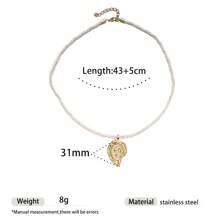 1pc Fashion Minimalist Vacation Style Colorful String Woven Stainless Steel Shell, Starfish, Sun, Heart, Flower Pendant Necklace, Suitable For Women Casual/Holiday Wear