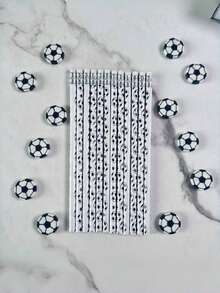 12 支运动铅笔和 12 支运动球橡皮擦趣味木制铅笔带运动橡皮擦适用于运动主题生日派对礼品办公用品（足球）、圣诞节适合儿童学校办公室婴儿礼物婚礼返校 - 白色 - 查看 5