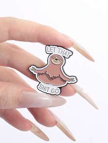 1pc Meditation Sloth Embroidered Patch With Motto "LET THAT GO", Relaxation & Mental Healing, Backpack Decor For Students & Office Workers, Inspiring Vibe, European & American Aesthetic - Multicolor - View 5