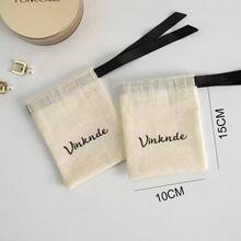 DIY 抽绳袋定制帆布袋储物袋收缩亚麻袋，多功能，耐用，装饰性，可重复使用，精致，时尚，高品质，色彩鲜艳，现代，定制，个性化，独特，适合他的理想礼物，适合她的理想礼物，男朋友，爸爸，女朋友，妈妈，家人，朋友，茶室，家庭，花园，办公室，周年纪念日，情人节，母亲节，生日，父亲节，毕业典礼，婚礼，乔迁，精致浪漫 - 米色 - 查看 4