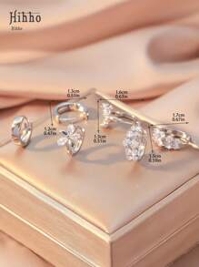 Hihho 6 Peças/Conjunto Elegante Brinco de Flor com Zircônia Cúbica, Acessórios de Joalheria Versáteis e da Moda, Presente para Mulheres