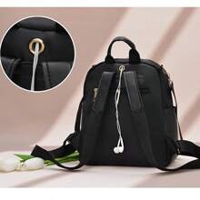 1Pc Women Fashion Backpack Large Capacity Casual Travel Backpack Ladies Bag New Student Schoolbag Backpack Unisex Bags Solid Color Pocket Zipper Backpack, Travel Daily Bag, Women's Casual School Backpack Small Backpack, Outdoor Casual Backpack