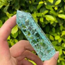 Blue Crackle Quartz Tower Blue Clear Crystal Obelisk Meditation Healing Tower - 如圖 - 查看 3