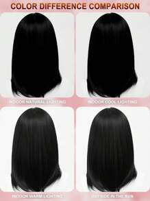 XYUNMI Sweet Black Long Straight Hair With Bangs 16 Inch Lightweight Breathable Women's Heat Resistant Synthetic Wig Suitable For Daily Wear Party Role Playing Photoshoot Beautiful Natural Lively Cute Short Hair