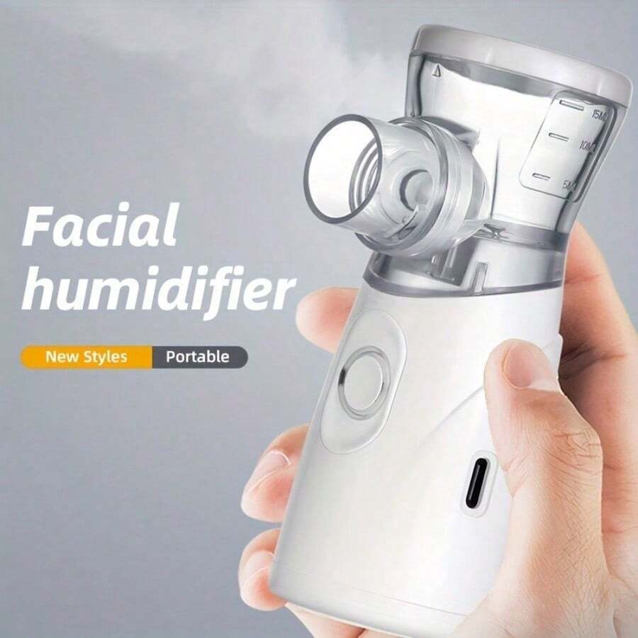 USB Rechargeable Portable Handheld Facial Humidifier - 400mAh Li-Ion Battery, Ultra Silent Air Humidifier With Mist Output For Home, Office And Travel, Compact Design, Easy To Carry, Travel Friendly Device | Minimalist Design | Durable Plastic