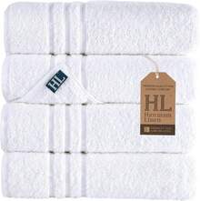 White Bath Towels 4 Pack 27 X 54 Inches 100% Turkish Cotton Soft Lightweight And Highly Absorbent Quick Drying Towels, Premium Quality Perfect For Daily Use - 白色 - 查看 1