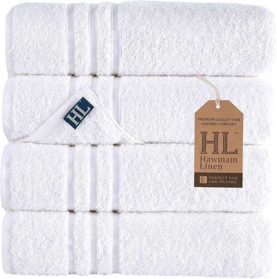 White Bath Towels 4 Pack 27 X 54 Inches 100% Turkish Cotton Soft Lightweight And Highly Absorbent Quick Drying Towels, Premium Quality Perfect For Daily Use - 白色 - 查看 1