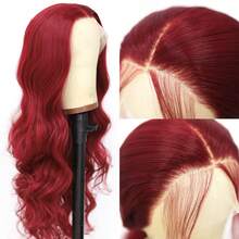 200 Density Reddish Lace Front Wigs Pre Plucked 13x4 Burgundy Colored Lace Front Wigs Body Wave Red Frontal Wig Synthetic Heat Resistant Fiber Hair Wig 13*4 Premium Lace Front Wigs Glueless Frontal Wigs HD Lace 26 Inch - Màu Đỏ Sâu - Xem 4