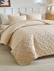 1pc Summer Bed Cover, Bedding, Cozy And Cool Quilt, Beige Rectangular Check Summer Quilt, Air Conditioning Quilt, Soft And Breathable Bedding, Comfortable And Skin-Friendly Thin Quilt, Room Decor, Fits For, Twin, Full, King, Queen All Size Beds, Suitable For Summer, Soft Lightweight Bed Cover For Bedroom Dorm, Home Textile, Machine Washable, Perfect Holiday Gift, Back To School Season,Fall Decor,Autumn Decor,Room Decor - Beige - View 5