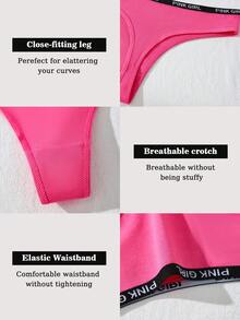 7-Piece Set Of Sporty Letter Elastic Ribbon Women's Thong Fashionable Low Waist Sexy Soft  Underwear Ropa Interior De Mujer - 彩色 - 查看 10