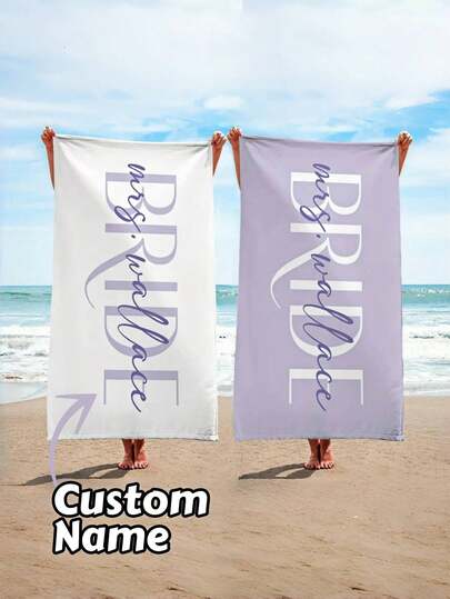 1pc Custom Name Beach Towel, Personalized Bride Beach Towel,Soft Quick-Dry Pool Towel,Wedding Beach Towel, Mrs. Beach Towel Gift, Bachelorette Pool Towel, Vacation Gift,Vacation, Birthday Or Swim Club Gift,Teens Pool Towel,Back-To-School Gift,Holiday Gift