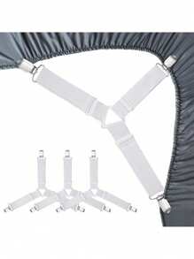 4 Stücke verstellbare Bettlaken- & Tagesdeckenhalter - aus Nylon, ohne Strombedarf - perfekt für Sofabezüge, Tischdecken & Zeltclips