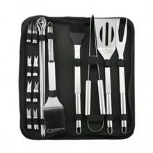 Stainless Steel Oven Set Barbecue Combination Tool Outdoor BBQ Barbecue Set Barbecue Set Storage Portable Cloth Bag Baking Tool - 20-piece Set - View 9