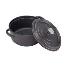 Kitchen Cast Iron Casserole Dish Pot Pan Basting Lid Stew Stock Pot Baking Loaf - 黑色 - 查看 9