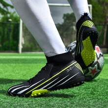 Chuteira Society Botinha Meinha Cano Curto Grama Sintética Meia Tenis Futebol Soçaite Leve e Macio - Preto - Visão 3