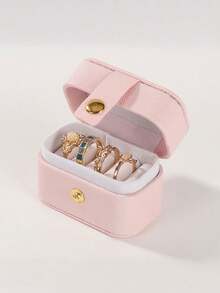 1 件，便携式迷你戒指盒，女士珠宝盒，PU 皮革项链珠宝展示盒，简易家居珠宝收纳盒，旅行收纳盒，精致迷你，耳环，珠宝，收纳盒，耳环，收纳盒，耳环，戒指，项链，手链收纳盒，返校必备品，难忘的节日礼物，伴娘礼物，迷你展示收纳盒，礼品包装盒，旅行必需品，母亲节礼物